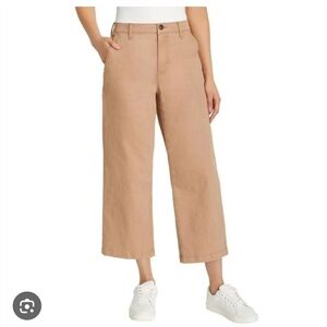 Ella Moss Wide Leg High Rise Crop Khaki Chinos Size 6